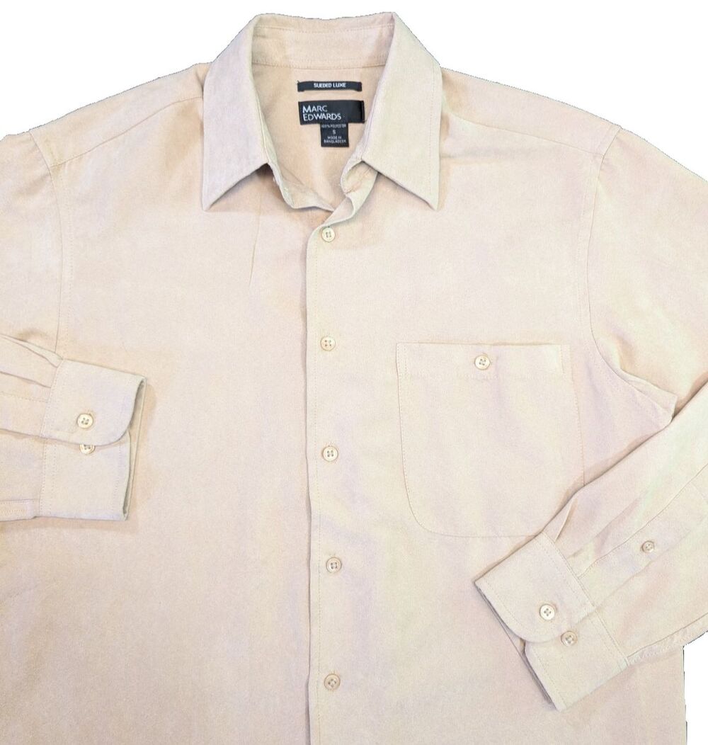 Marc Edwards Button Up Long Sleeve Shirt Mens S Faux Suede